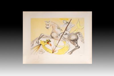 Salvador Dalí (1904-1989): 'St Georges et le Dragon',  drypoint etching with pochoir on Arches paper, signed in pencil and numbered 112/150