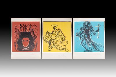 Salvador Dalí (1904-1989): 'The Twelve Apostles', three lithographs with metallic gold on Arches paper, signed in pencil