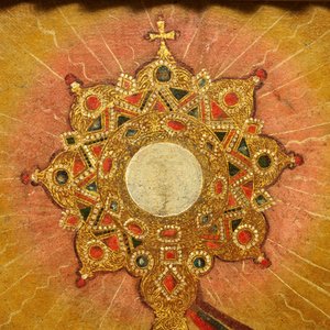School van Cuzco, Peru: Keizer Karel II bewaakt de Eucharistie, olie op doek, 17e eeuw — foto 3