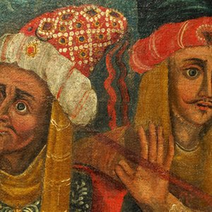 School van Cuzco, Peru: Keizer Karel II bewaakt de Eucharistie, olie op doek, 17e eeuw — foto 5