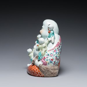 Sculpture de Bouddha en porcelaine de Chine famille rose, marque de Zhu Mao Ji Zao 朱茂記造, République — photo 4