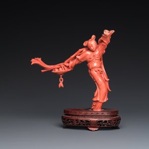 Sculpture de Lan Caihe en corail rouge, Chine, 19/20ème — photo 2