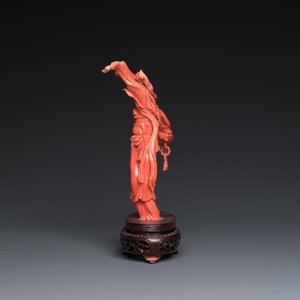 Sculpture de Lan Caihe en corail rouge, Chine, 19/20ème — photo 3
