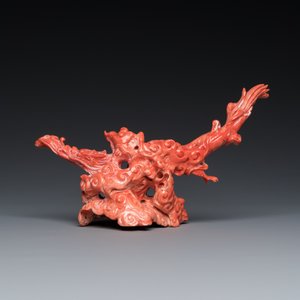 Sculpture d'un dragon en corail rouge, Chine, 19ème — photo 3