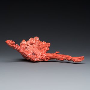 Sculpture d'un dragon en corail rouge, Chine, 19ème — photo 5