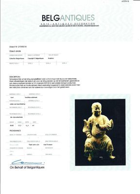Sculpture d'un gardien bouddhiste en bois laqué et polychromé, Chine, Ming — photo 1
