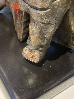 Sculpture d'un gardien bouddhiste en bois laqué et polychromé, Chine, Ming — photo 12