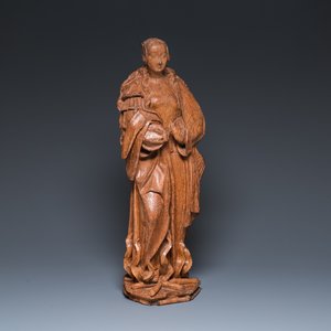 Sculpture d'une sainte femme sur un bûcher, Brabant, Flandre, 1ère moitié du 16ème — photo 1