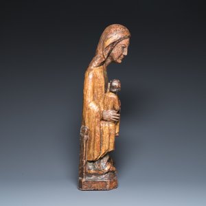 Sedes Sapientiae en bois sculpté et polychromé, Espagne, Catalogne, 15/16ème — photo 3