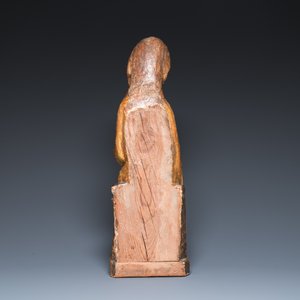 Sedes Sapientiae en bois sculpté et polychromé, Espagne, Catalogne, 15/16ème — photo 4