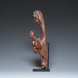 Sedes Sapientiae en châtaignier sculpté et polychromé, Espagne, Catalogne, 14ème — photo 5
