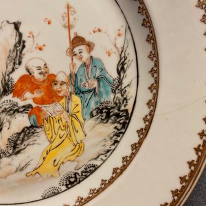 Sept assiettes en porcelaine de Chine famille rose à décor de Luohan avec un tigre, Qianlong — photo 12