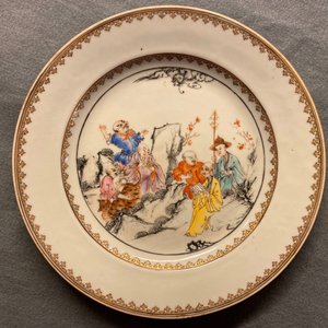 Sept assiettes en porcelaine de Chine famille rose à décor de Luohan avec un tigre, Qianlong — photo 21