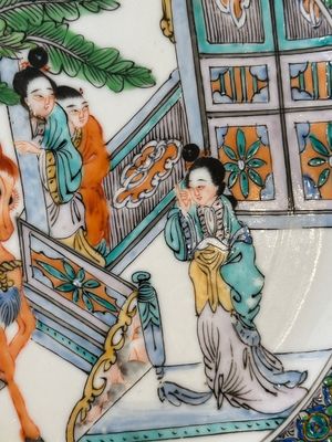 Sept assiettes en porcelaine de Chine famille verte de Canton à décor figuratif, 19ème — photo 20