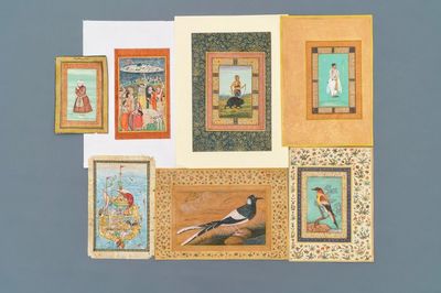 Sept peintures miniatures islamiques et persanes sur papier, 18/19èm