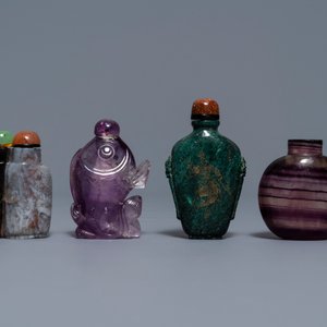 Sept tabatières en agate, quartz et pierres dures, Chine, 19/20ème — photo 2