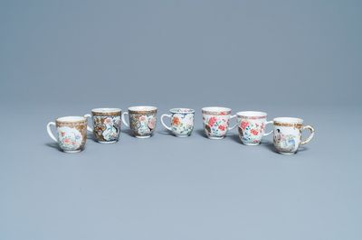 Sept tasses en porcelaine de Chine famille rose, Yongzheng