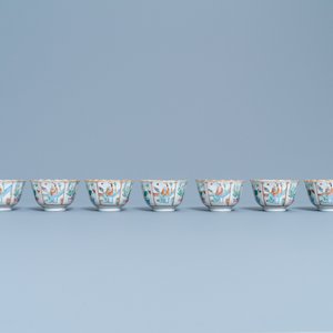 Sept tasses et soucoupes en porcelaine de Chine famille rose, marque et époque de Xianfeng — photo 7