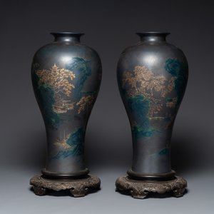 Sept vases en laque de Foochow ou Fuzhou, marques diverses, Chine, 19/20ème — photo 2