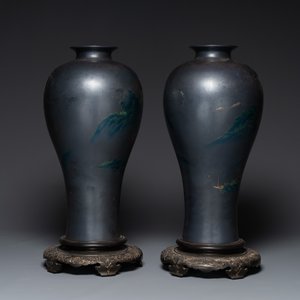 Sept vases en laque de Foochow ou Fuzhou, marques diverses, Chine, 19/20ème — photo 3