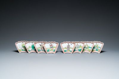 Service à mendiants de huit pièces en porcelaine de Chine famille rose à décor des 'huit immortels', 19ème