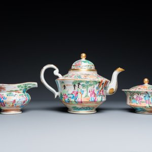 Service à thé de 24 pièces en porcelaine de Chine famille rose de Canton, 19ème — photo 11