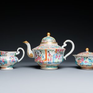 Service à thé de 24 pièces en porcelaine de Chine famille rose de Canton, 19ème — photo 12