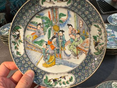 Service à thé de 27 pièces en porcelaine de Chine famille verte de Canton, 19ème — photo 6