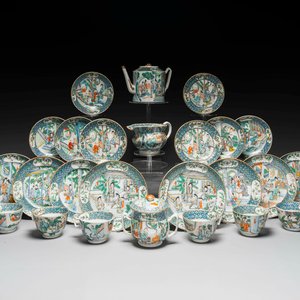 Service à thé de 27 pièces en porcelaine de Chine famille verte de Canton, 19ème — photo 1