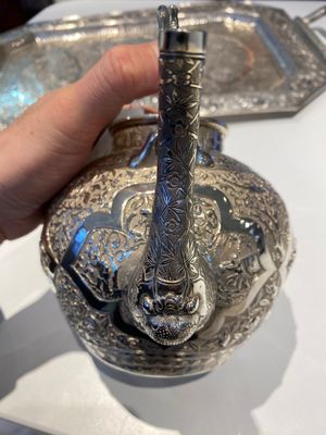 Service à thé en argent de quatre pièces sur présentoir, marque Tu Mao Xing 塗茂興, Chine, 19ème — photo 36