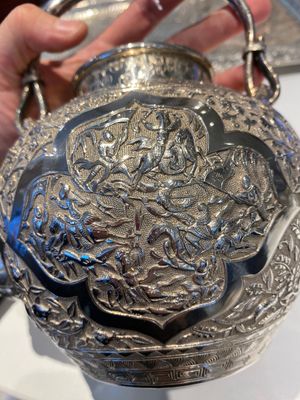 Service à thé en argent de quatre pièces sur présentoir, marque Tu Mao Xing 塗茂興, Chine, 19ème — photo 40