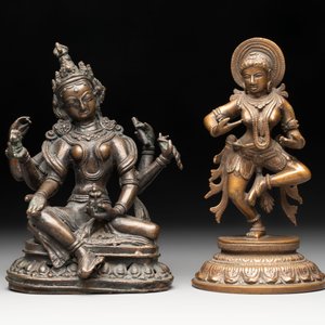 Seven bronze figures of deities and a religious relief plaque, India and Nepal, 18/19th C. — 照片 4