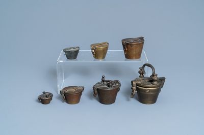 Seven bronze nests of weights, France and/or Germany, 18/19th C.