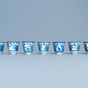 Seven Chinese blue and white cups and saucers, Kangxi — 照片 7