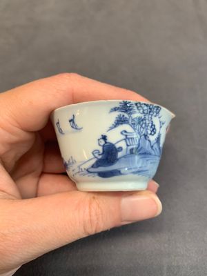 Seven Chinese blue and white cups and six saucers, Kangxi/Yongzheng — photo 22