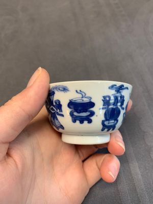 Seven Chinese blue and white cups and six saucers, Kangxi/Yongzheng — photo 55