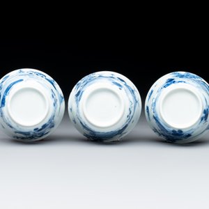 Seven Chinese blue and white cups and six saucers, Kangxi/Yongzheng — photo 14
