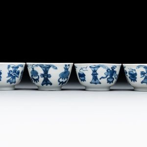 Seven Chinese blue and white cups and six saucers, Kangxi/Yongzheng — photo 9