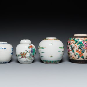 Seven Chinese blue and white, famille rose and verte jars, 19/20th C. — photo 4