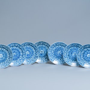 Seven Chinese blue and white plates, Kangxi — 照片 1