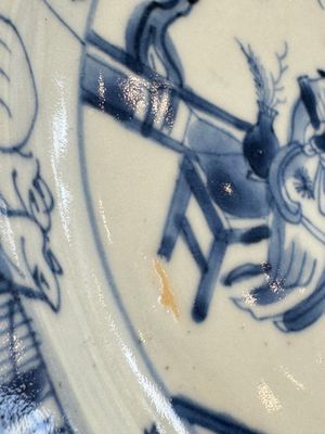 Seven Chinese blue and white plates with figural and floral design, 18/19th C. — photo 15
