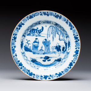 Seven Chinese blue and white plates with figural and floral design, 18/19th C. — photo 8