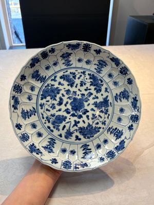Seven Chinese blue and white plates with floral design, Kangxi — foto 1