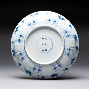 Seven Chinese blue and white plates with floral design, Kangxi — foto 7