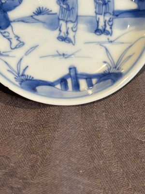 Seven Chinese blue, white and famille rose cups, six saucers and two English-decorated jarlets, Kangxi/Yongzheng — photo 57