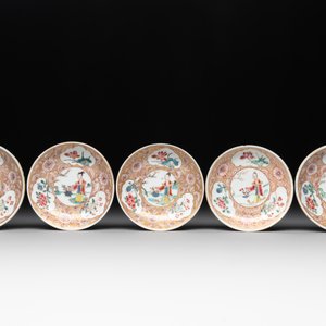Seven Chinese blue, white and famille rose cups, six saucers and two English-decorated jarlets, Kangxi/Yongzheng — photo 13