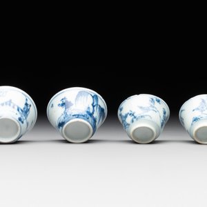 Seven Chinese blue, white and famille rose cups, six saucers and two English-decorated jarlets, Kangxi/Yongzheng — photo 21