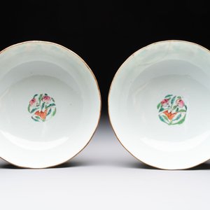 Seven Chinese famille rose bowls with floral design, various marks, 19/20th C. — 照片 12