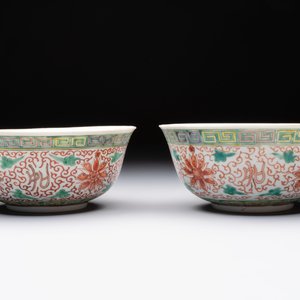 Seven Chinese famille rose bowls with floral design, various marks, 19/20th C. — 照片 16