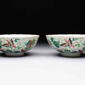 Seven Chinese famille rose bowls with floral design, various marks, 19/20th C. — 照片 9